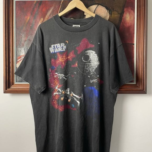 Vintage 90s Movie Tee Star Wars Og Rare Washed Sci Fi Hype - Picture 1 of 1